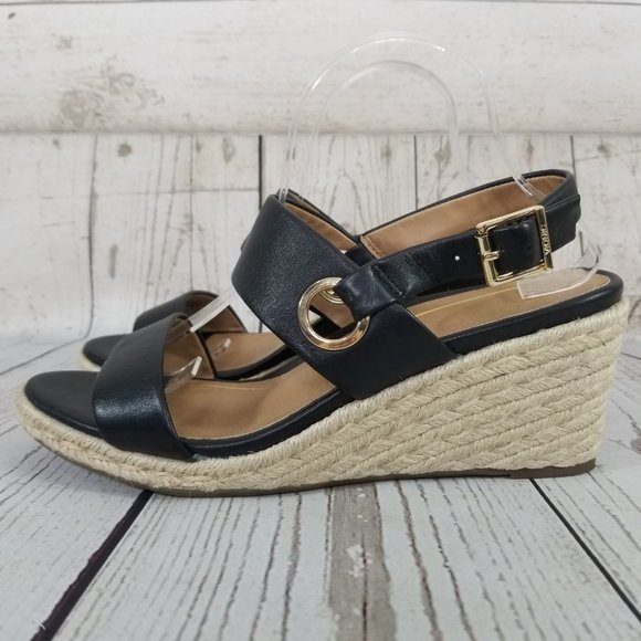Vionic Vero Black Wedge Heel Sling Back Sandals - Wide Width - Picture 3 of 12